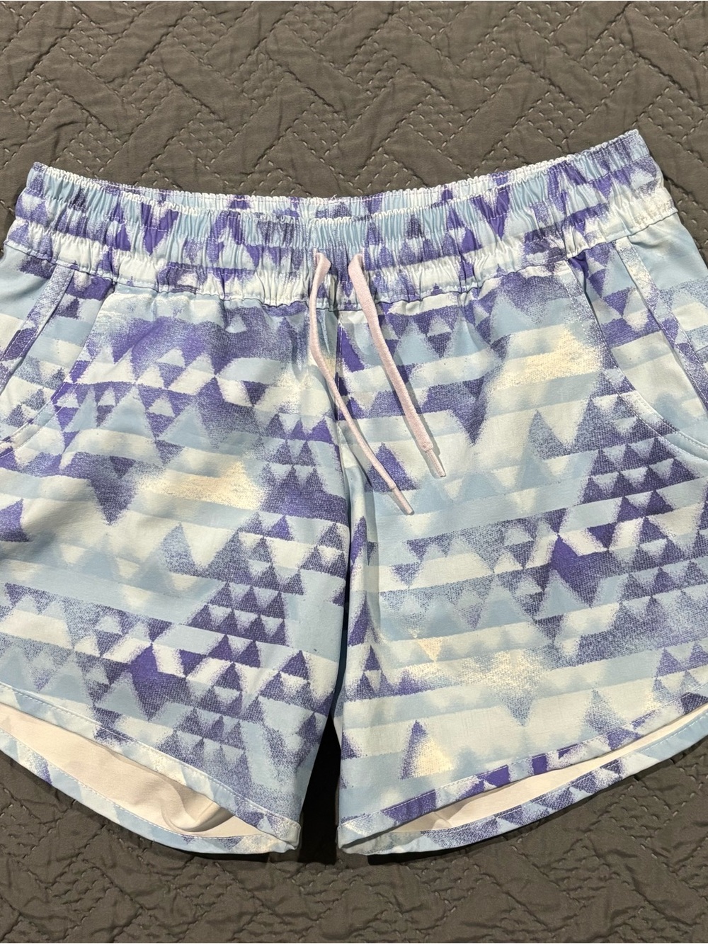 Women’s Light Blue & Purple Geometric Athletic Shorts